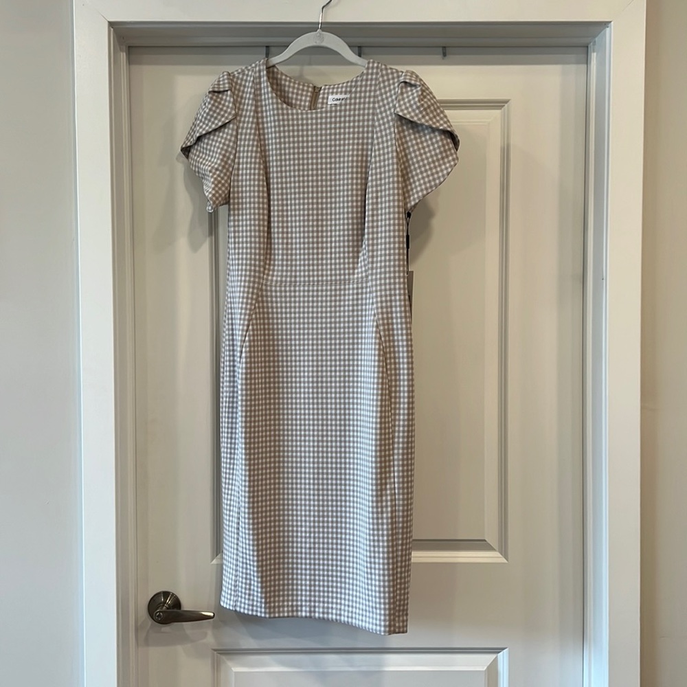 Calvin Klein tan gingham dress